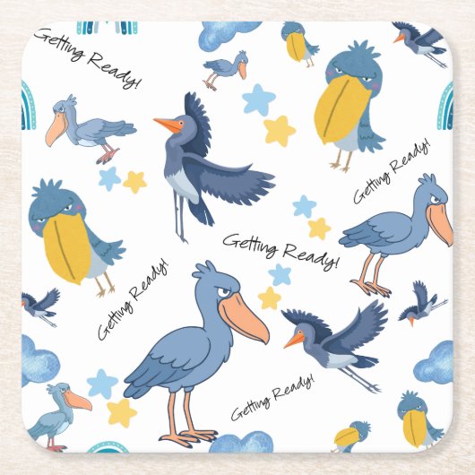 Shoebill Baby Shower Napkins Kartonnen Onderzetters (Voorkant)