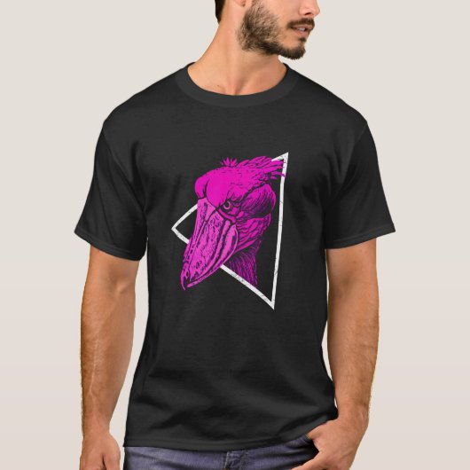 Shoebill Bird Animal Colorful Vaporwave T-shirt (Voorkant)