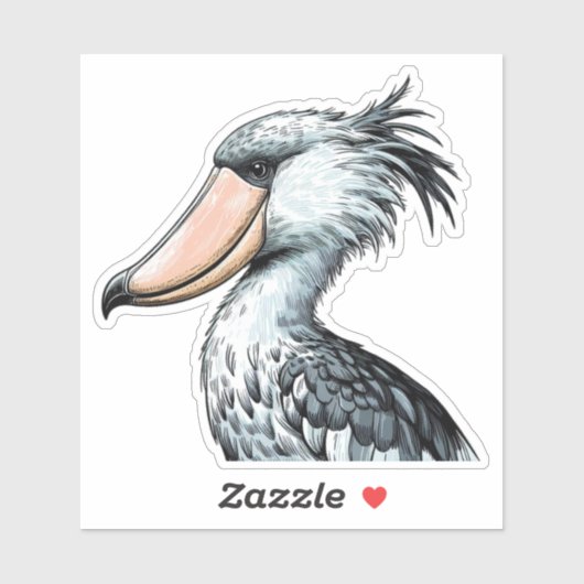 Shoebill bird Custom-Cut Vinyl Sticker (Vel)