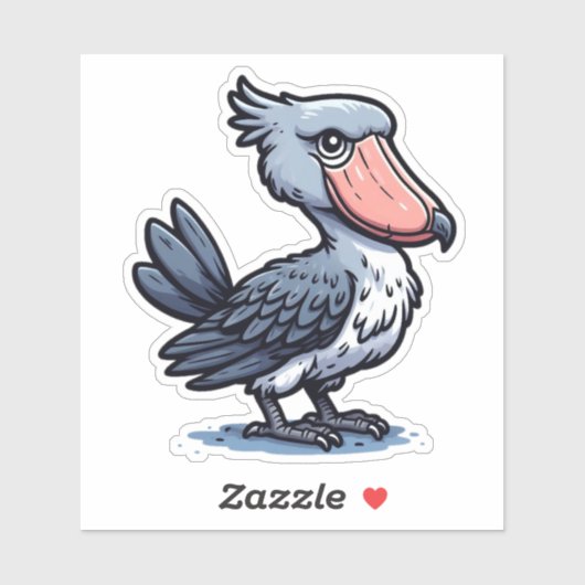 Shoebill bird Custom-Cut Vinyl Sticker (Vel)