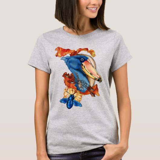 Shoebill, libel, en bloemen t-shirt (Voorkant)