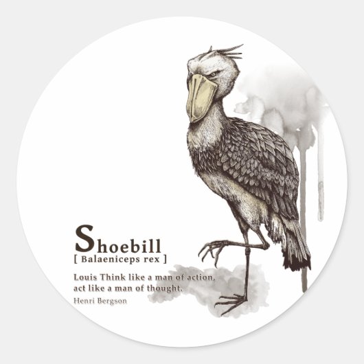 shoebill - mocha ronde sticker (Voorkant)