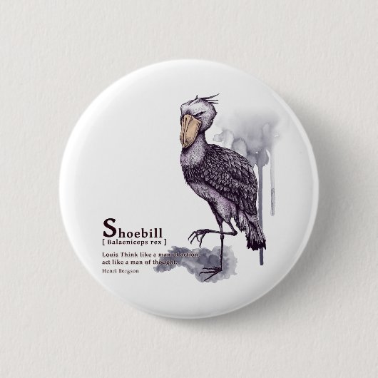 shoebill - plum ronde button 5,7 cm (Voorkant)