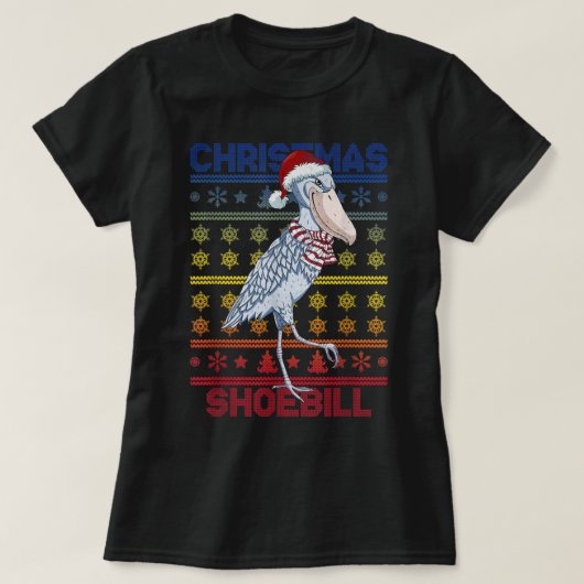 Shoebill Santa Hat Ugly Sweater Christmas Bird Lov T-shirt (Design voorkant)