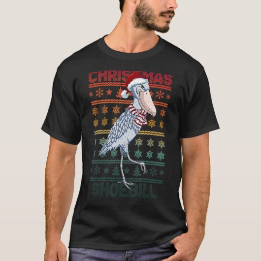 Shoebill Santa Hat Ugly Sweater Kerstbus Lov T-shirt (Voorkant)
