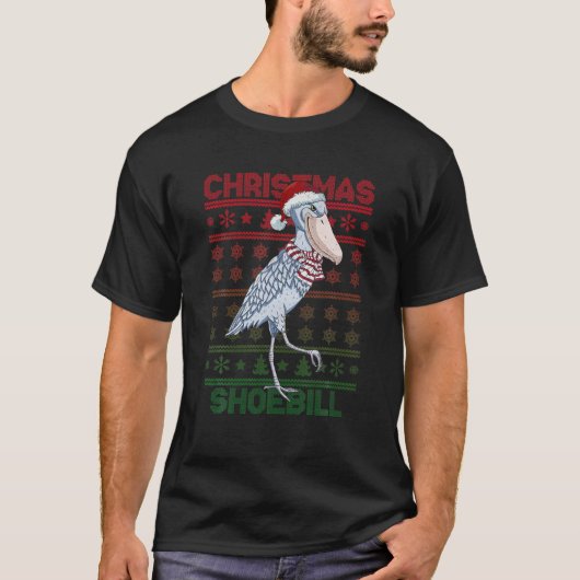 Shoebill Santa Hat Ugly Sweater Kerstbus Lov T-shirt (Voorkant)
