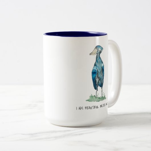 Shoebill Stork Affirmations Two-Tone Coffee Mok (Voorkant rechts)