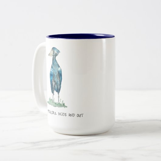 Shoebill Stork Affirmations Two-Tone Coffee Mok (Voorkant links)