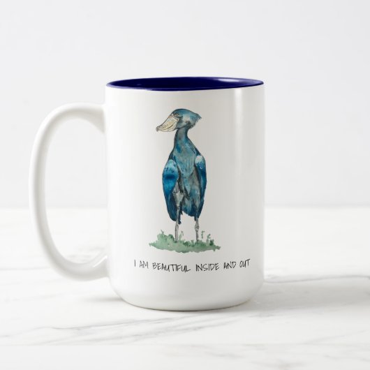 Shoebill Stork Affirmations Two-Tone Coffee Mok (Links)