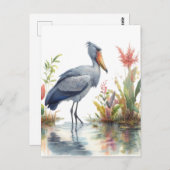 Shoebill Stork Waterverf schilderij Briefkaart (Voorkant / Achterkant)