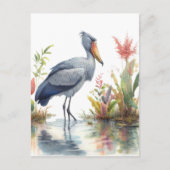 Shoebill Stork Waterverf schilderij Briefkaart (Voorkant)