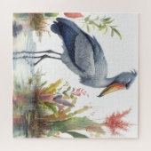 Shoebill Stork Waterverf schilderij Legpuzzel (Horizontaal)