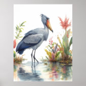Shoebill Stork Waterverf schilderij Poster (Voorkant)