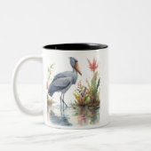 Shoebill Stork Waterverf schilderij Tweekleurige Koffiemok (Links)