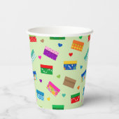 Shoebox Love Paper Cup - Groen Papieren Bekers (Achterkant)