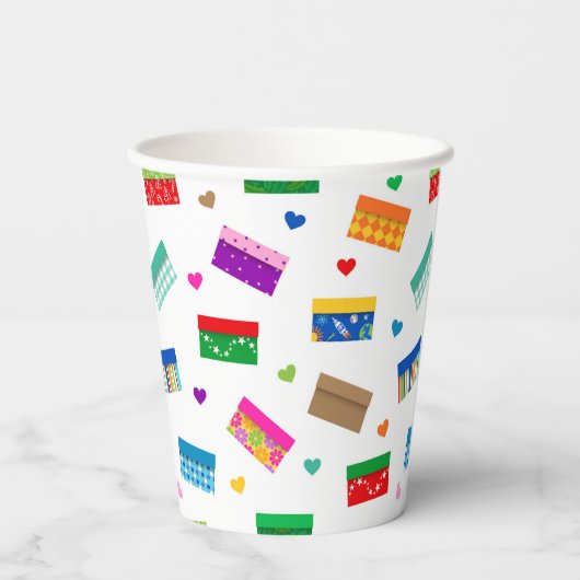 Shoebox Love Paper Cup - Wit Papieren Bekers (Achterkant)
