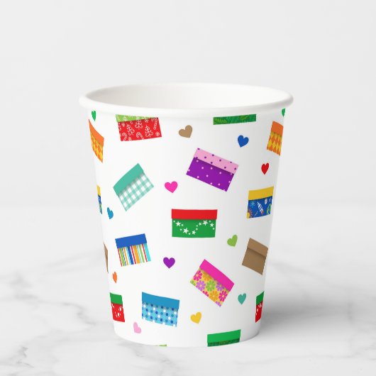 Shoebox Love Paper Cup - Wit Papieren Bekers (Voorkant)