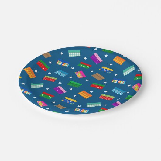 Shoebox Star Party Borden - Blauw Papieren Bordje (Gekanteld)