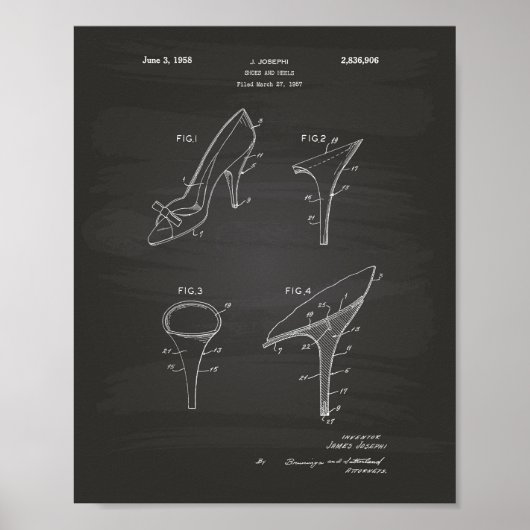 Shoes and Heels 1958 Patent Art Chalkboard Poster (Voorkant)