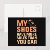Shoes Have More Miles Half Marathon Running Runner Aankondigingskaart (Voorkant / Achterkant)