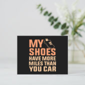Shoes Have More Miles Half Marathon Running Runner Aankondigingskaart (Staand voorkant)