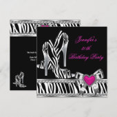 Shoes Pink 30th Birthday Party Zebra Black Kaart (Voorkant / Achterkant)