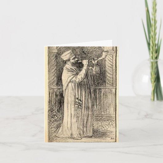 Shofar Blower Joods Nieuwjaar Rosh Hashana Feestdagen Kaart (Voorkant)