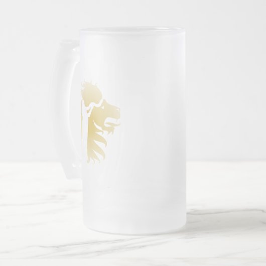 Shofar in de Leeuw van Juda in Goud Matglas Bierpul (Voorkant links)