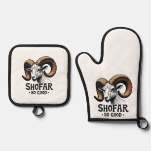 Shofar zo goed Joodse Geit Chanoeka Lovers Ovenwant & Pannenlap Set