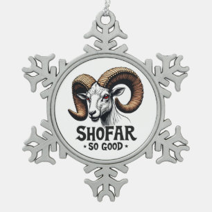 Shofar zo goed Joodse Geit Chanoeka Lovers Tin Sneeuwvlok Ornament