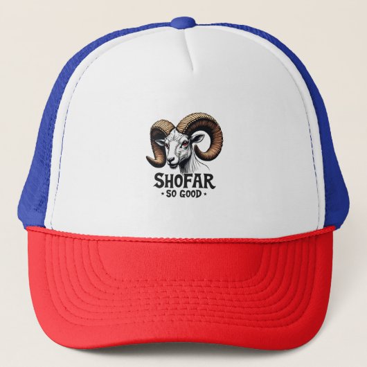 Shofar zo goed Joodse Geit Chanoeka Lovers Trucker Pet (Voorkant)