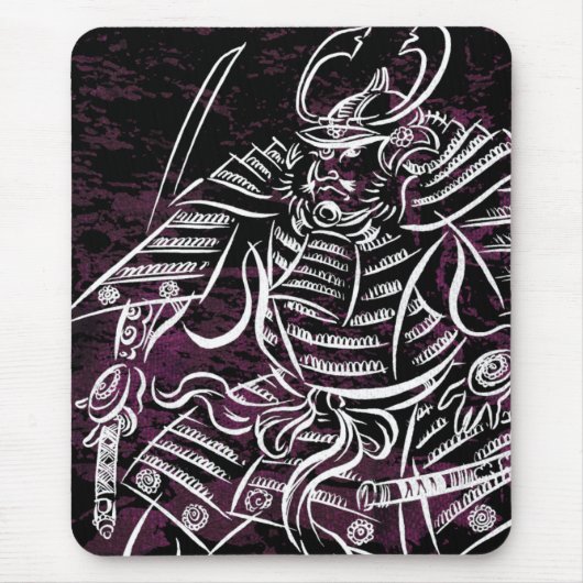 Shogun Samurai - White Calligraphy Line Mousepad Muismat (Voorkant)