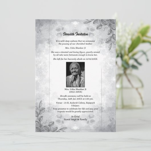 Shok Sandesh Hindu Shraddh Kaart (Staand voorkant)