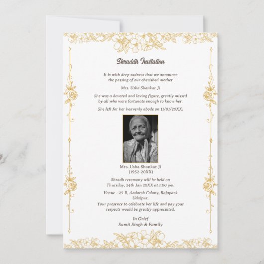 Shok Sandesh Hindu Shraddh Kaart (Voorkant)