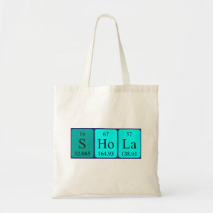 Shola periodieke lijstnaam canvas tas
