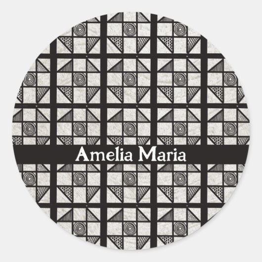 Shoo Fly Patchwork Blok Ronde Sticker (Voorkant)