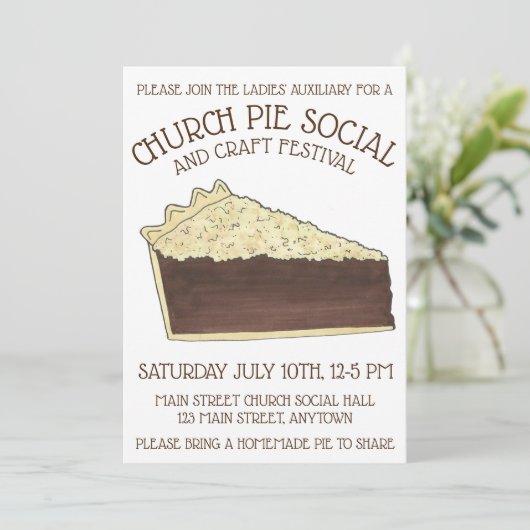 Shoo Fly Pie Social Party Dessert Bake Sale Slice Kaart (Staand voorkant)