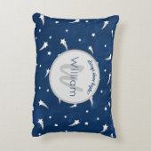 Shooistars Navy Blue Waterverf Monogram Accent Kussen (Achterkant (Verticaal))