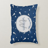 Shooistars Navy Blue Waterverf Monogram Accent Kussen (Voorkant(Verticaal))