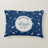 Shooistars Navy Blue Waterverf Monogram Accent Kussen (Achterkant)