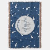 Shooistars Navy Blue Waterverf Monogram Deken (Voorkant Verticaal)