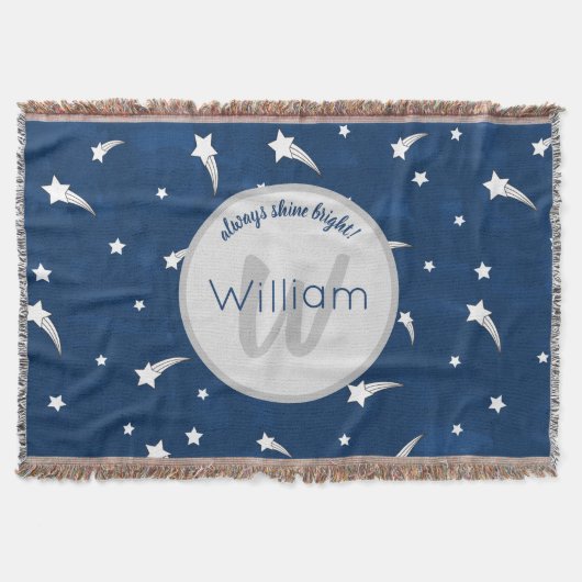 Shooistars Navy Blue Waterverf Monogram Deken (Voorkant)
