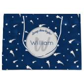Shooistars Navy Blue Waterverf Monogram Groot Cadeauzakje (Voorkant)
