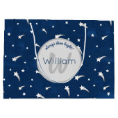 Shooistars Navy Blue Waterverf Monogram Groot Cadeauzakje (Achterkant)