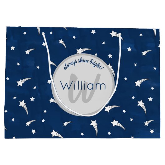Shooistars Navy Blue Waterverf Monogram Groot Cadeauzakje (Achterkant)