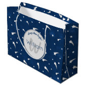 Shooistars Navy Blue Waterverf Monogram Groot Cadeauzakje (Achterkant Gekanteld)