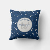 Shooistars Navy Blue Waterverf Monogram Kussen (Achterkant)