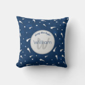 Shooistars Navy Blue Waterverf Monogram Kussen (Voorkant)
