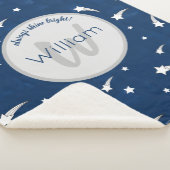 Shooistars Navy Blue Waterverf Monogram Sherpa Deken (3/4)
