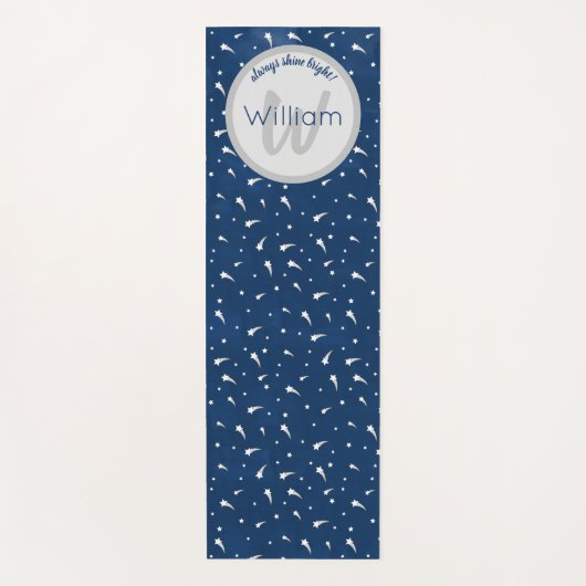 Shooistars Navy Blue Waterverf Monogram Yogamat (Voorkant)
